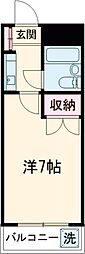 京王線 中河原駅 徒歩8分の賃貸マンション 2階1Kの間取り