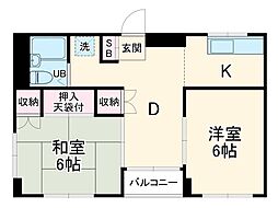 第一中野ビル 2DKの間取図画像