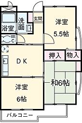 ベルドミール葵21 1階3DKの間取り