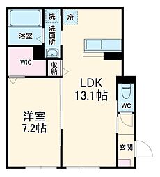 名鉄竹鼻線 柳津駅 徒歩30分の賃貸アパート 1階1LDKの間取り