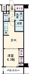 東武東上線 下板橋駅 徒歩6分の賃貸マンション 5階1DKの間取り