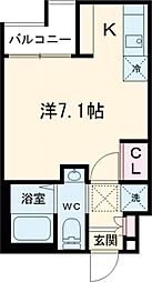 エクセラン東立石 2階ワンルームの間取り