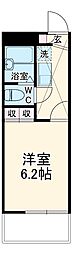レオパレスピーフス 2階1Kの間取り