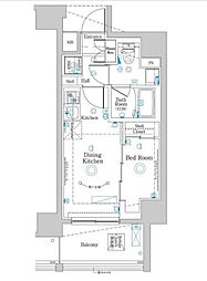 ラフィスタ中野本町 6階1DKの間取り