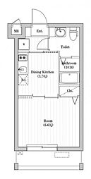 つくばエクスプレス 六町駅 徒歩14分の賃貸マンション 5階1DKの間取り