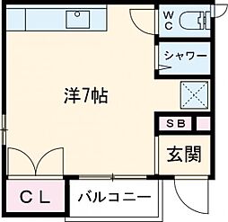 ベルエトワール 1階ワンルームの間取り