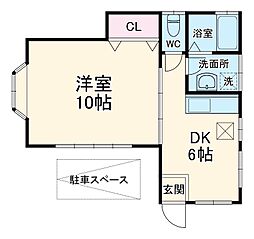 石原ハイツ 1階1DKの間取り