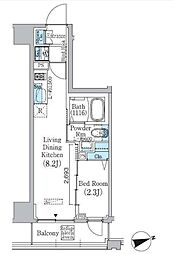 プライムブリス東中野駅前 3階1LDKの間取り