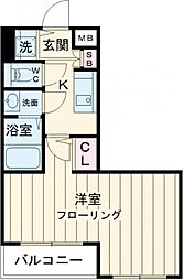 エルミタージュ豪徳寺 2階1Kの間取り