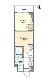 東急田園都市線 駒沢大学駅 徒歩10分の賃貸マンション 3階1DKの間取り