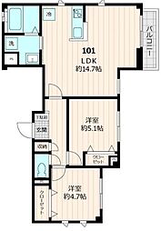 ユアメゾン上板橋 1階2LDKの間取り