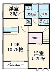 リーブルファイン中宗岡 2階2LDKの間取り