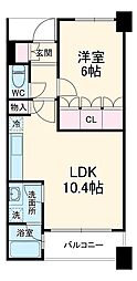 イクシア横浜鶴見 1LDKの間取図画像