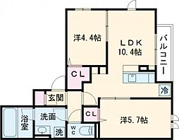 Ｄ−Ｓｔｙｌｅ中町 3階2LDKの間取り