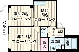 フル―ヴ 4階2DKの間取り