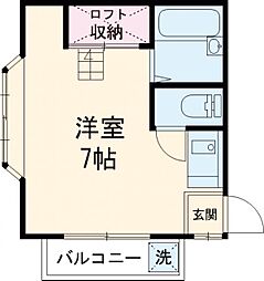 京王線 布田駅 徒歩4分の賃貸アパート 2階ワンルームの間取り