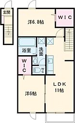 ユアメゾン　ハタノIII 2階2LDKの間取り
