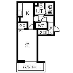 プルミエプランタン 1Kの間取図画像