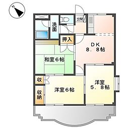 スプリングガーデン 3DKの間取図画像