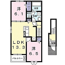 ボニータ　Ｂ 2階2LDKの間取り