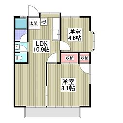 コーポ光Ｃ棟 2階2LDKの間取り