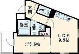 東京メトロ千代田線 北千住駅 徒歩14分の賃貸マンション 5階1LDKの間取り