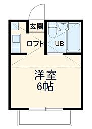 JR横浜線 相原駅 徒歩12分の賃貸アパート 2階ワンルームの間取り