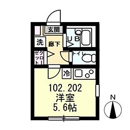 Beach Lagoon杉田 2階1Kの間取り