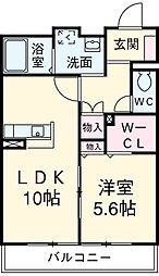 サンホワイトパレス 1LDKの間取図画像