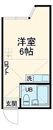 ユナイト港南サイレンスター 1階ワンルームの間取り