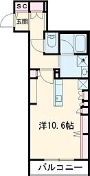アクアシオン 1階ワンルームの間取り