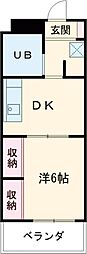 プチロジェ新富ビル 1DKの間取図画像
