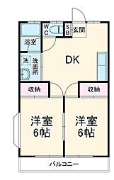 アメニティワン 1階2DKの間取り
