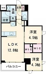 デュオフラッツ篠崎 4階2LDKの間取り