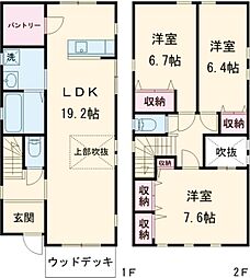 谷保戸建ローズハウスB 1階3LDKの間取り
