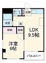 清新マンション 4階1LDKの間取り