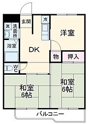 JR東海道本線 刈谷駅 徒歩27分の賃貸マンション 2階3DKの間取り