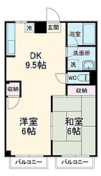 グリーンタウン青山 2階2DKの間取り