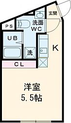 レピュア北千住レジデンスII 4階ワンルームの間取り