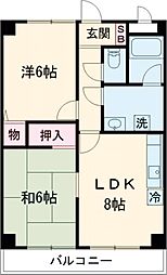 エクリーンミタカI 6階2LDKの間取り