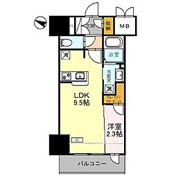 グラン・ルポ高崎 2階1LDKの間取り