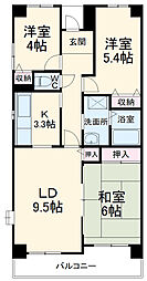 JR横浜線 相模原駅 徒歩7分の賃貸マンション 5階3LDKの間取り
