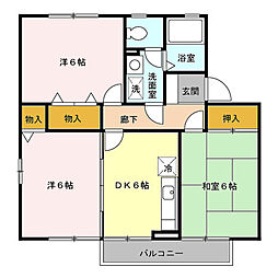 パークロイヤル　Ａ 2階3DKの間取り