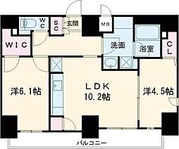 都営三田線 板橋区役所前駅 徒歩6分の賃貸マンション 11階2LDKの間取り