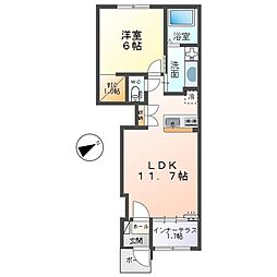 JR常磐線 北柏駅 バス9分 花野井入口下車 徒歩2分の賃貸アパート 1階1LDKの間取り