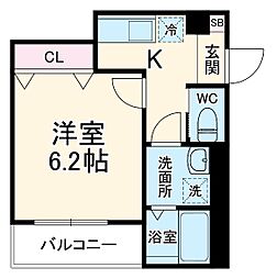 robothome谷塚 1Kの間取図画像