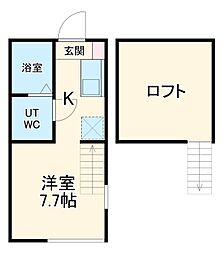 ヴィルナタル 2階ワンルームの間取り