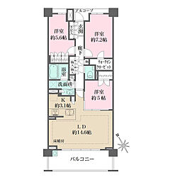 JR横須賀線 東戸塚駅 徒歩5分の賃貸マンション 9階3LDKの間取り