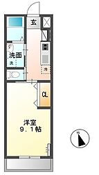フランシーズ 2階1Kの間取り