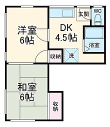 東武東上線 成増駅 徒歩18分の賃貸アパート 2階2DKの間取り
